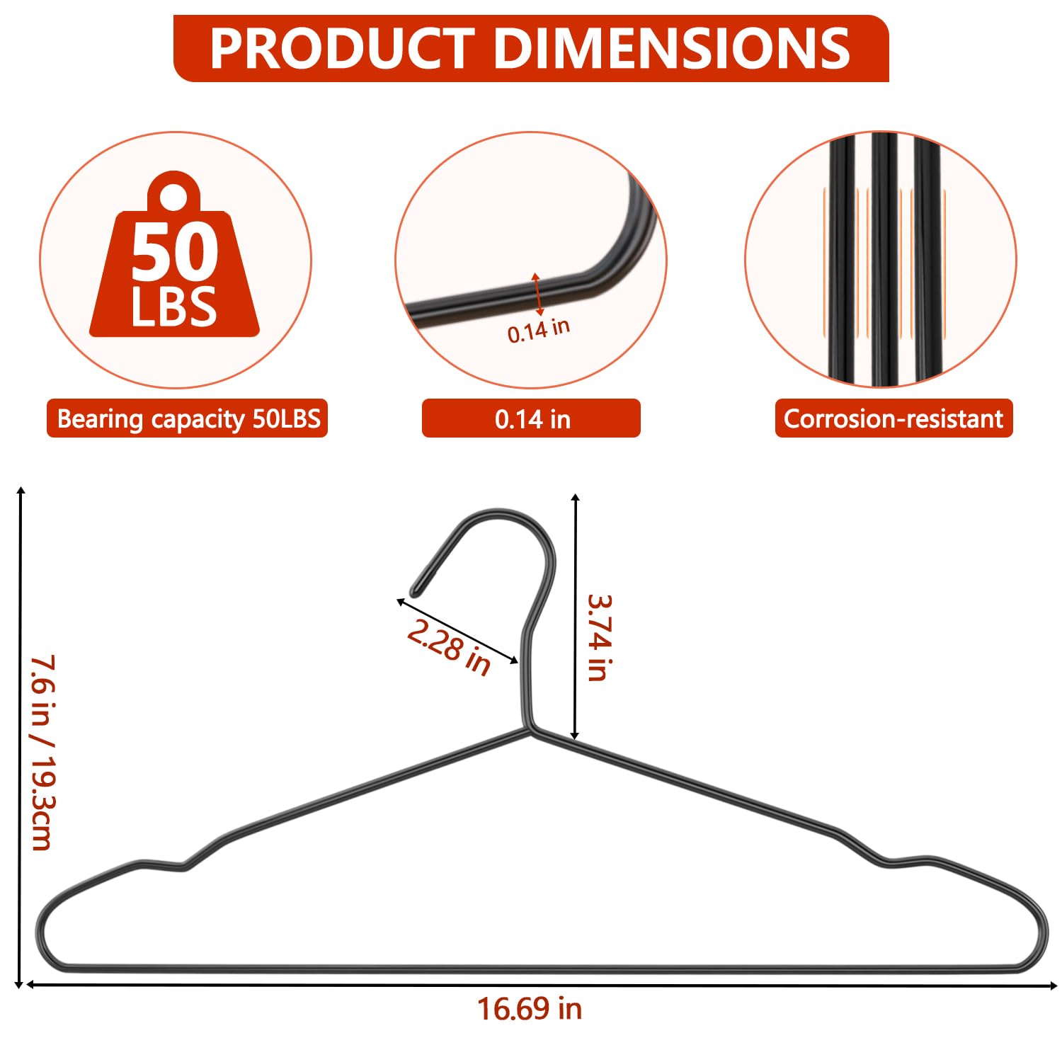 ANJUBAN thickened 0.14-inch hangers delivering strong support and durability