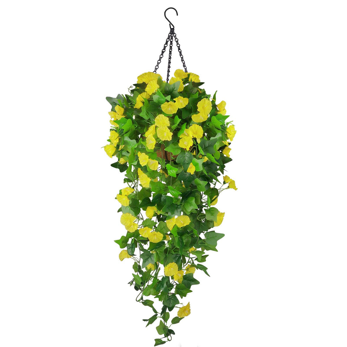 Ankey artificial morning glory hanging basket for outdoor décor with UV resistance.