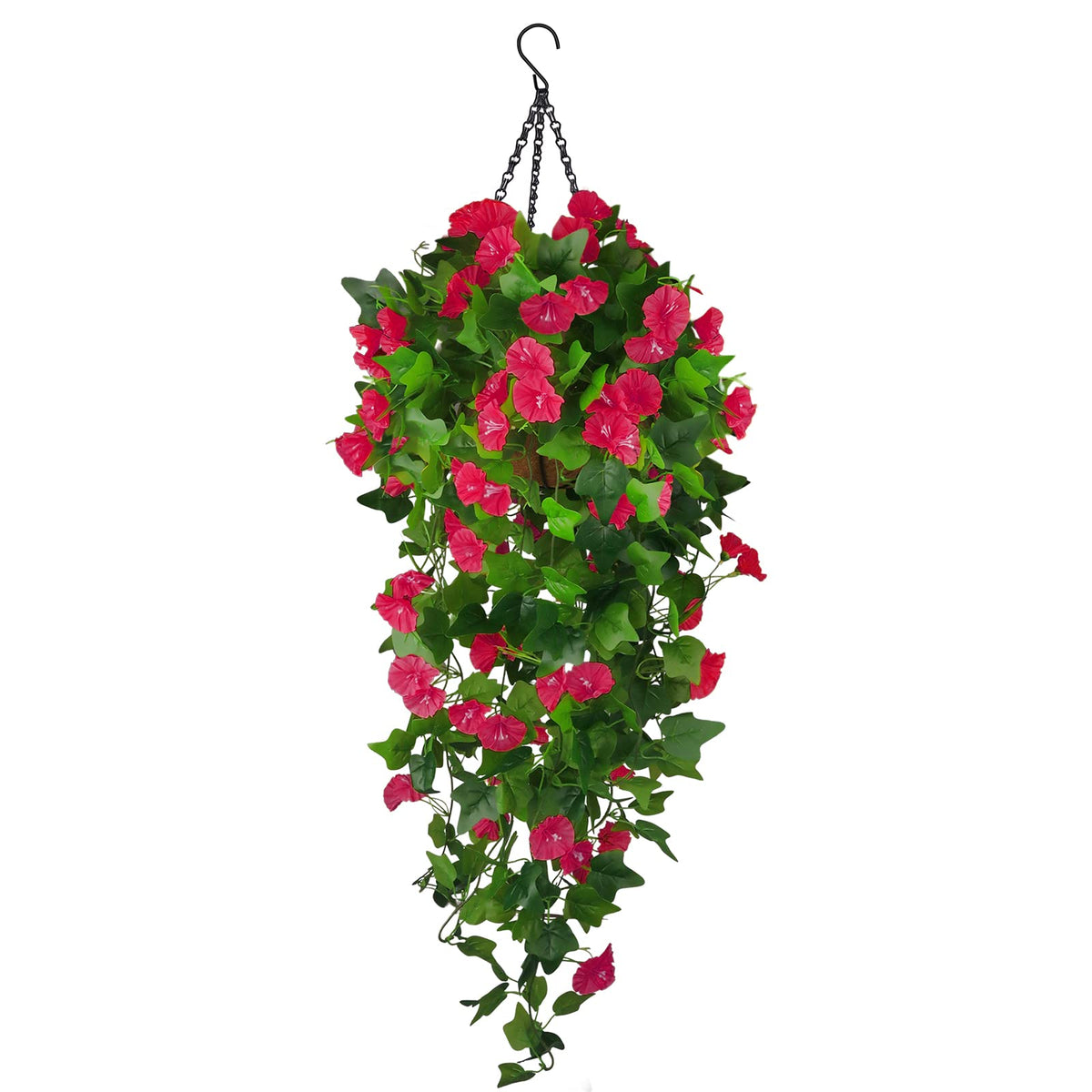 Ankey artificial morning glory set in a hanging basket for vibrant outdoor decor.
