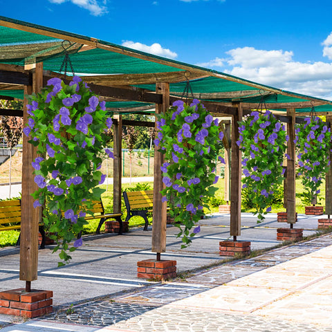 Ankey artificial petunia hanging bouquet adds color with low maintenance