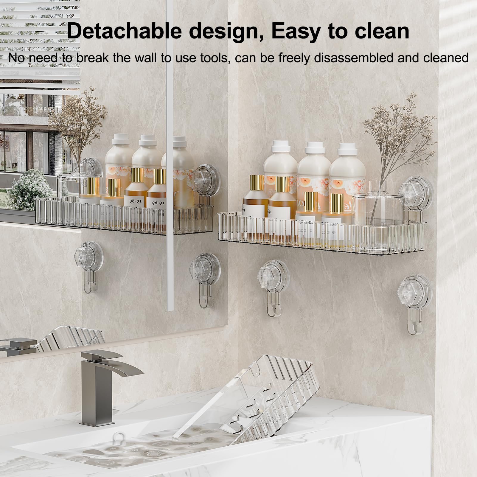 Ankoox clear square shower caddy drainage holes promote quick drying