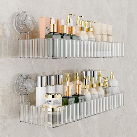 Ankoox clear square shower caddy front view for organized bathroom storage