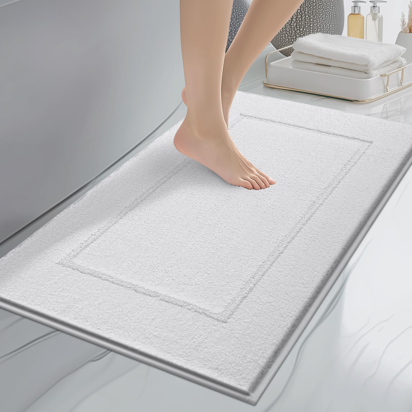 Anllugs bathroom rug 20x30 with non-slip backing keeps floors safe after showers.
