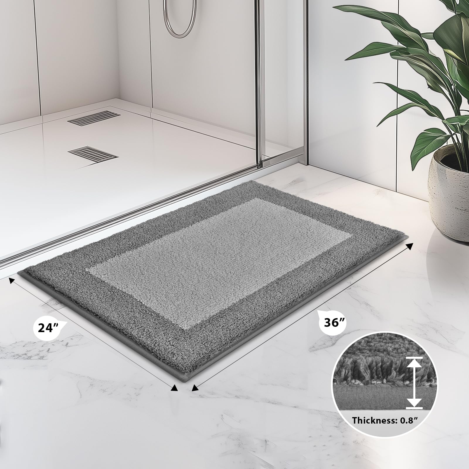 anllugs non-slip backing provides stable footing on bathroom floors.