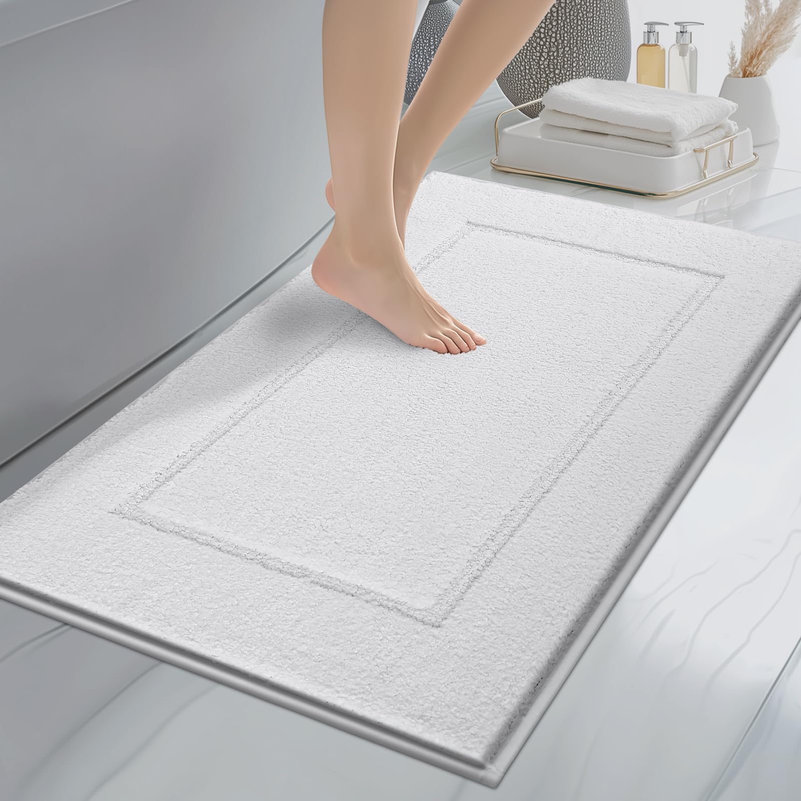 anllugs bathroom rug 24x36 soft pile cushions feet after shower
