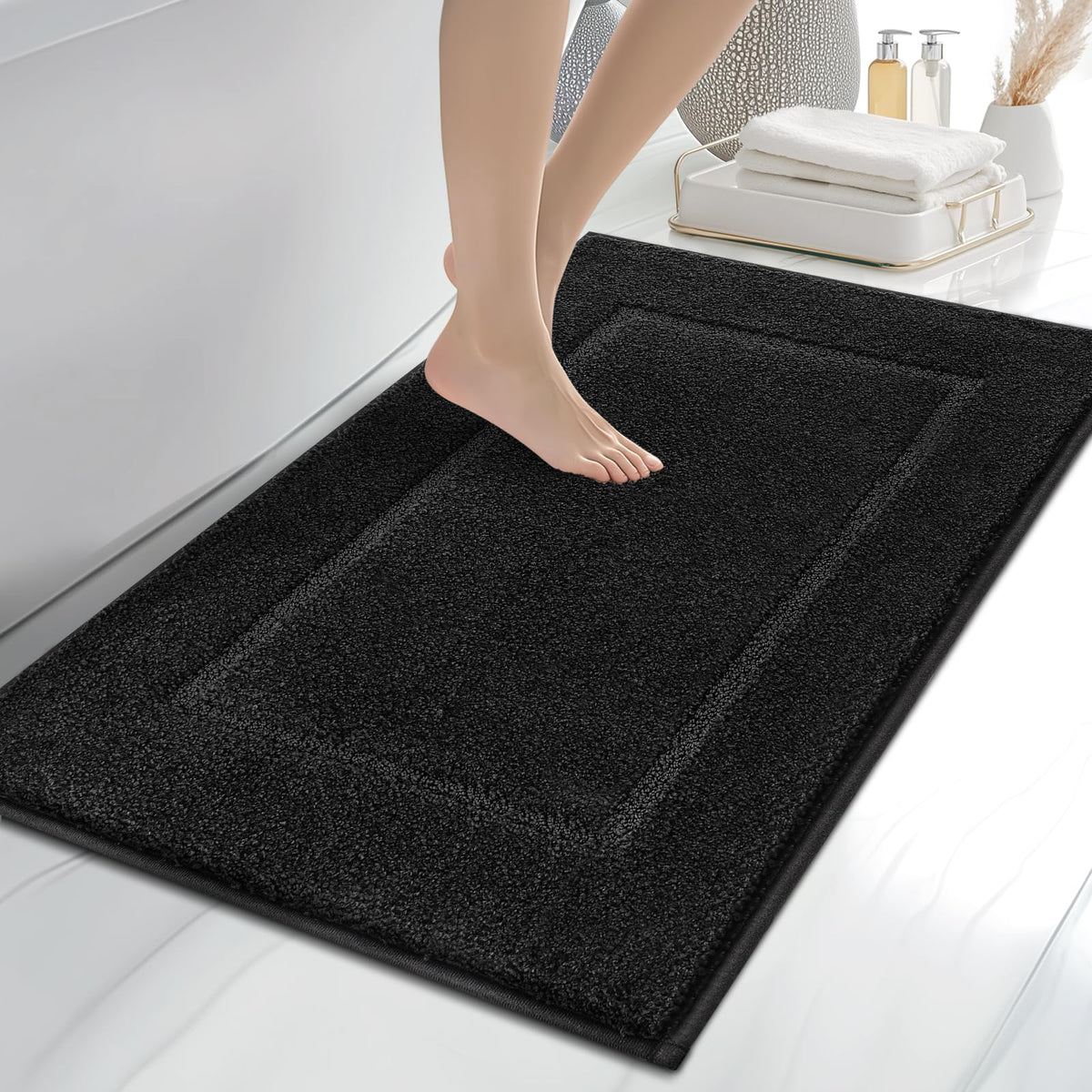 anllugs bathroom rug 24x36 top view shows plush softness for daily use.