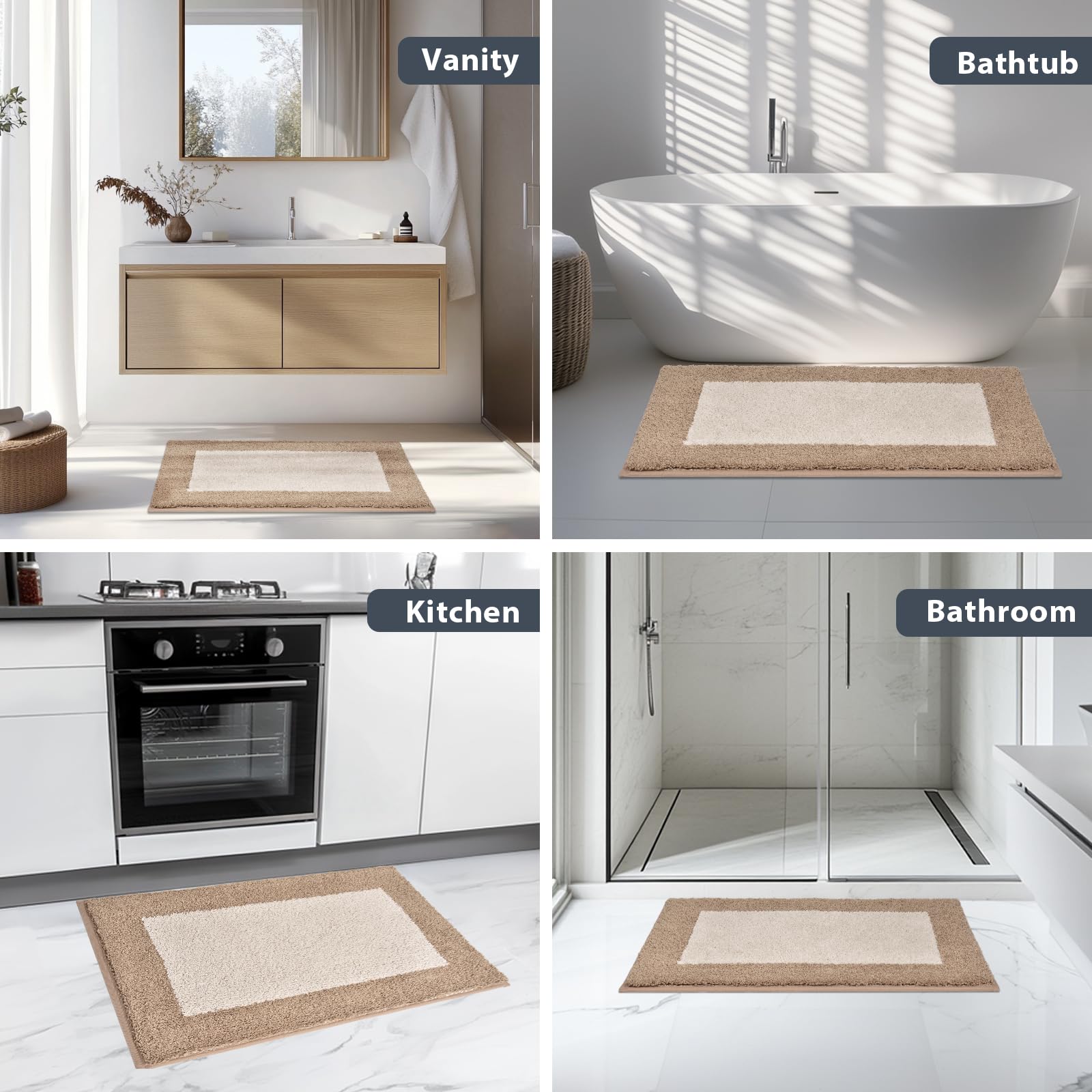 anllugs bathroom rug beige grayish brown complements any bathroom décor.