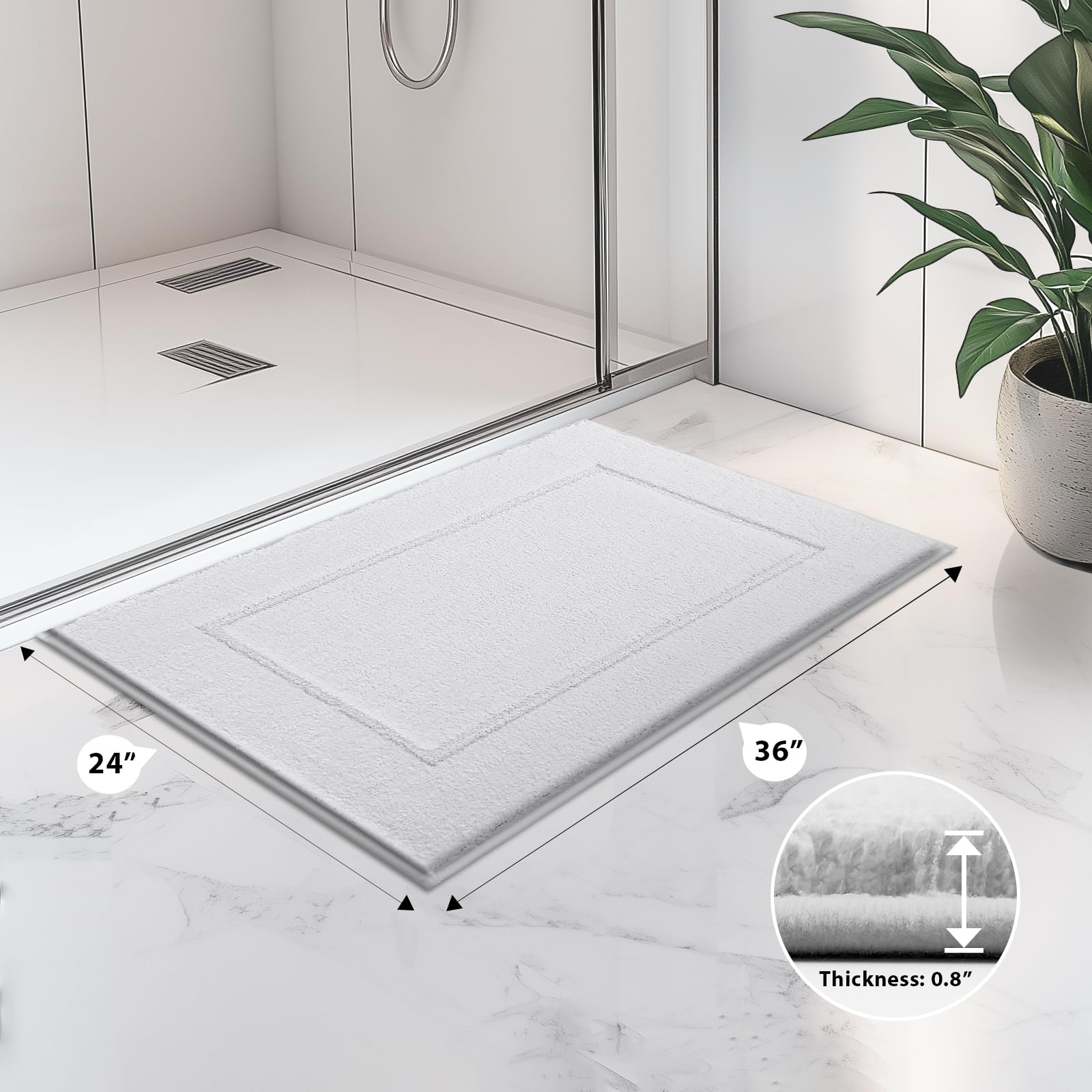 anllugs bathroom rug non-slip tpr back prevents slips on wet floor