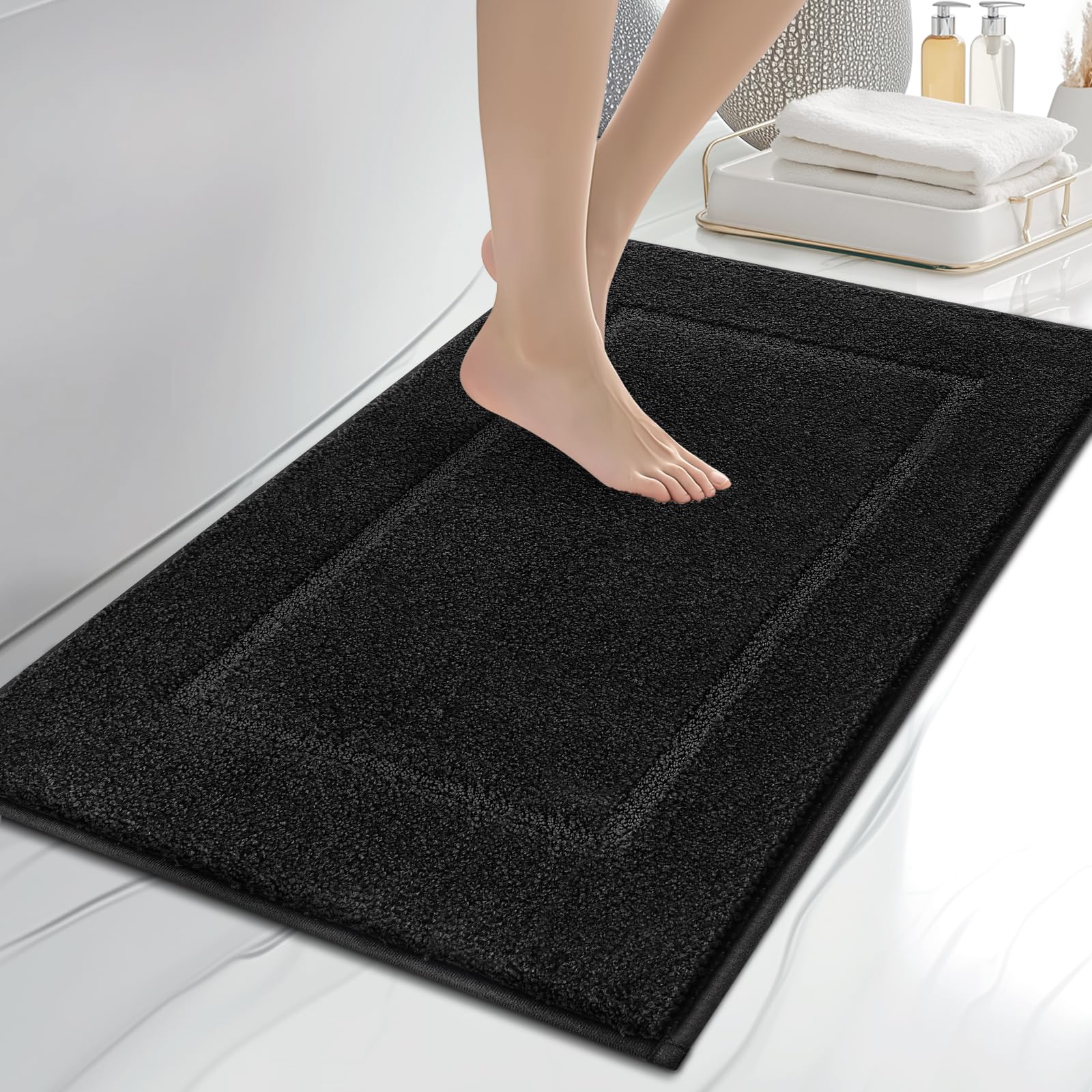 Anllugs bathroom rug soft surface 20x30 provides plush comfort after showers.