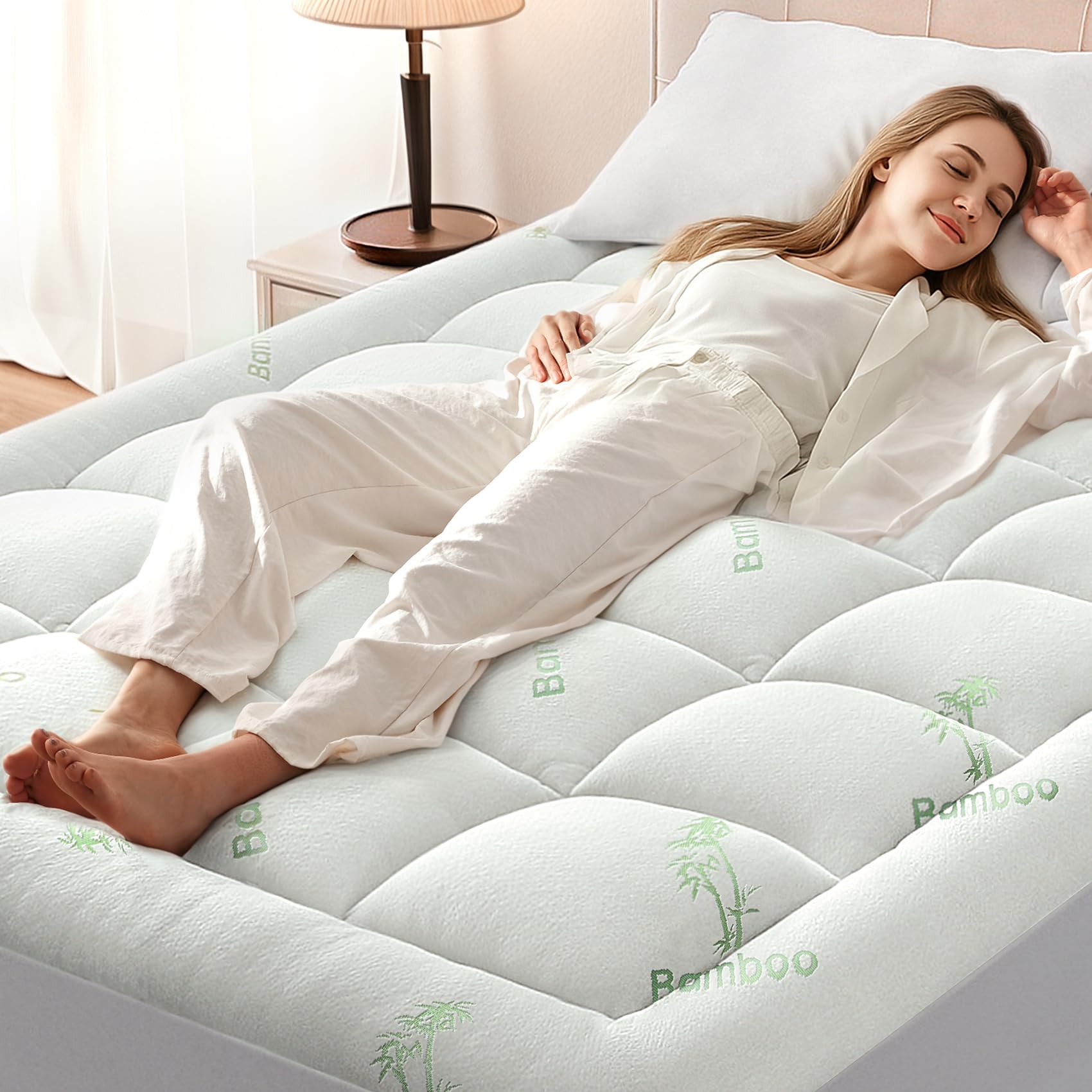 Anluoer cooling bamboo rayon topper showing breathable fabric for hot sleepers