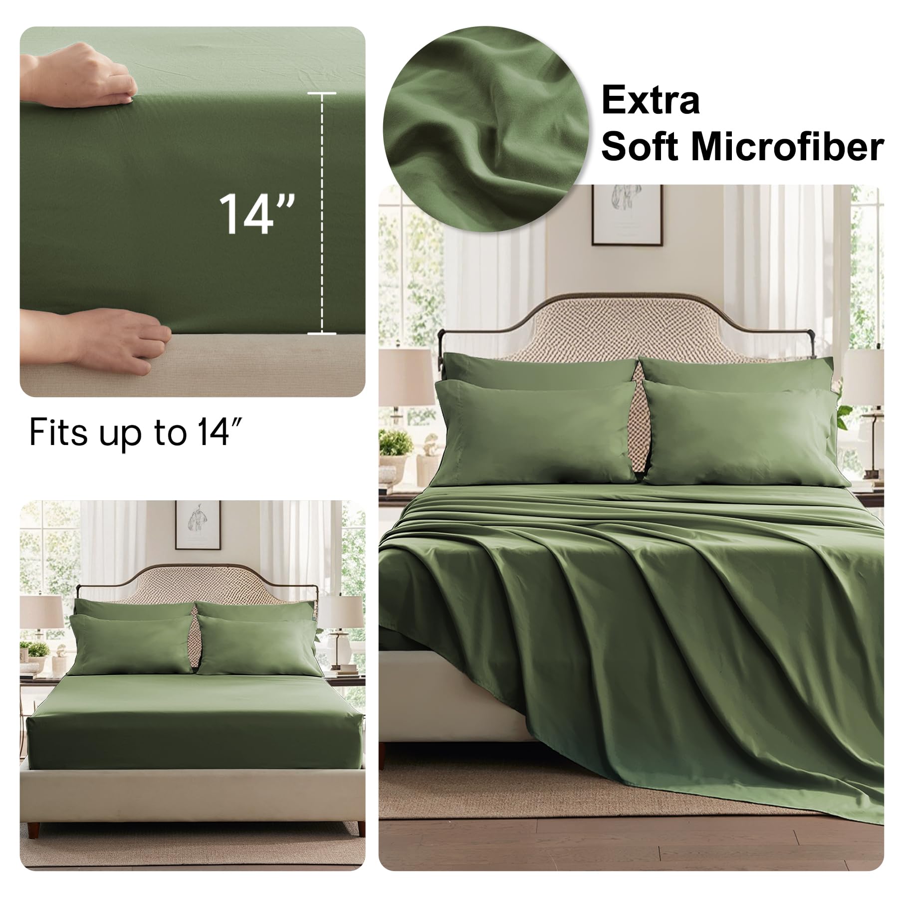 Anluoer olive green bed-in-a-bag setup in a cozy bedroom