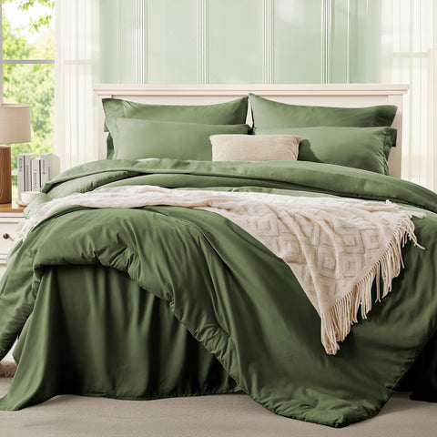 Anluoer olive green pillow shams with matching sheets for cohesive styling