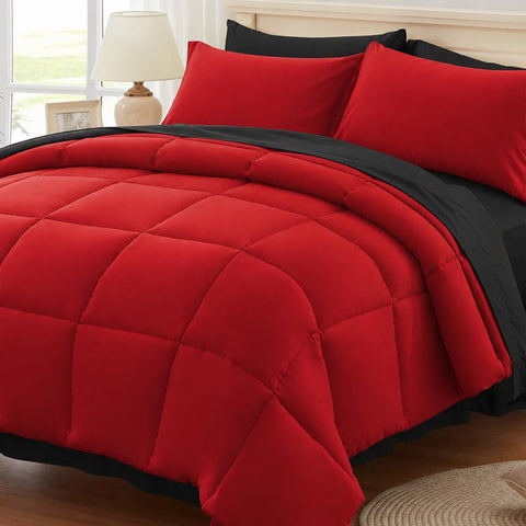 Anluoer king size reversible comforter set shows dual-color design for versatile styling.