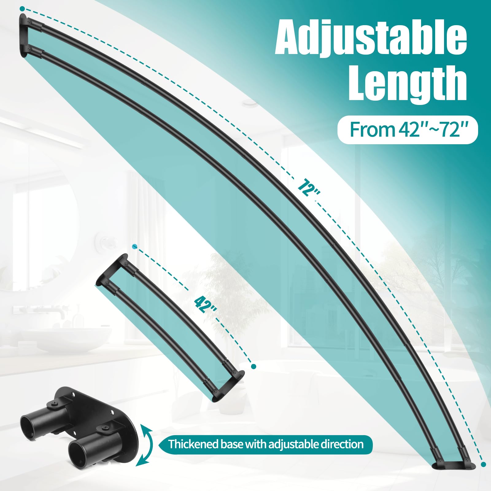 Anndason adjustable telescopic rod showing quick, tool-free length adjustment for your shower