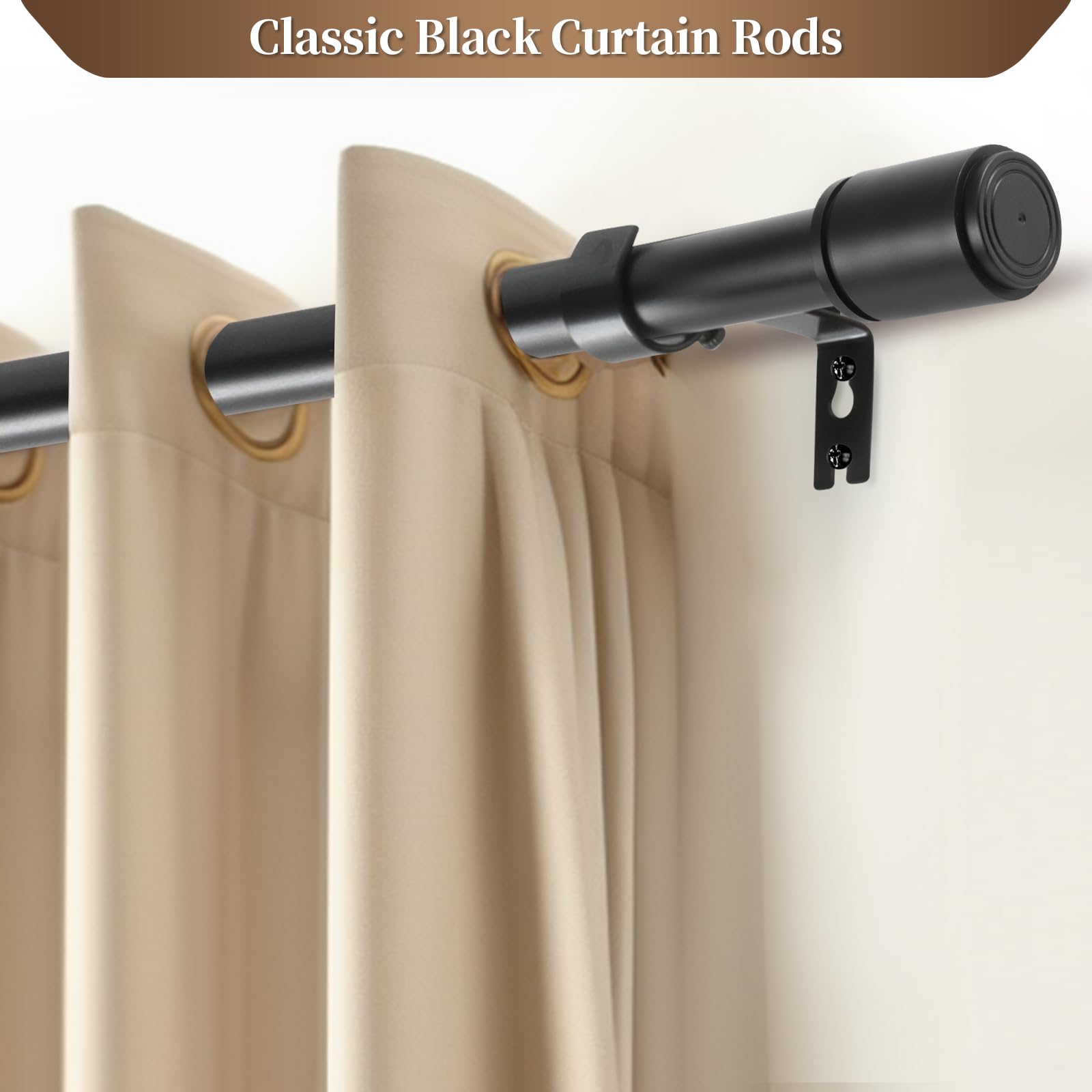 Anndason extendable curtain rod from 30 to 76 inches fits varied window sizes.