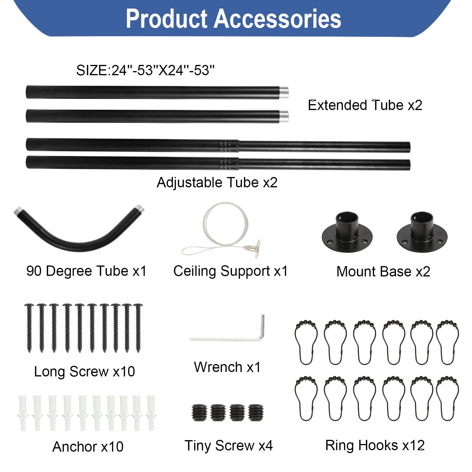 Anndason black bathroom rod shown in a modern bathroom setup.