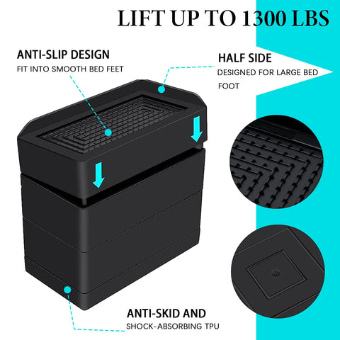 ANNKUT bed risers 4-inch height ease stand-to-sit transitions.