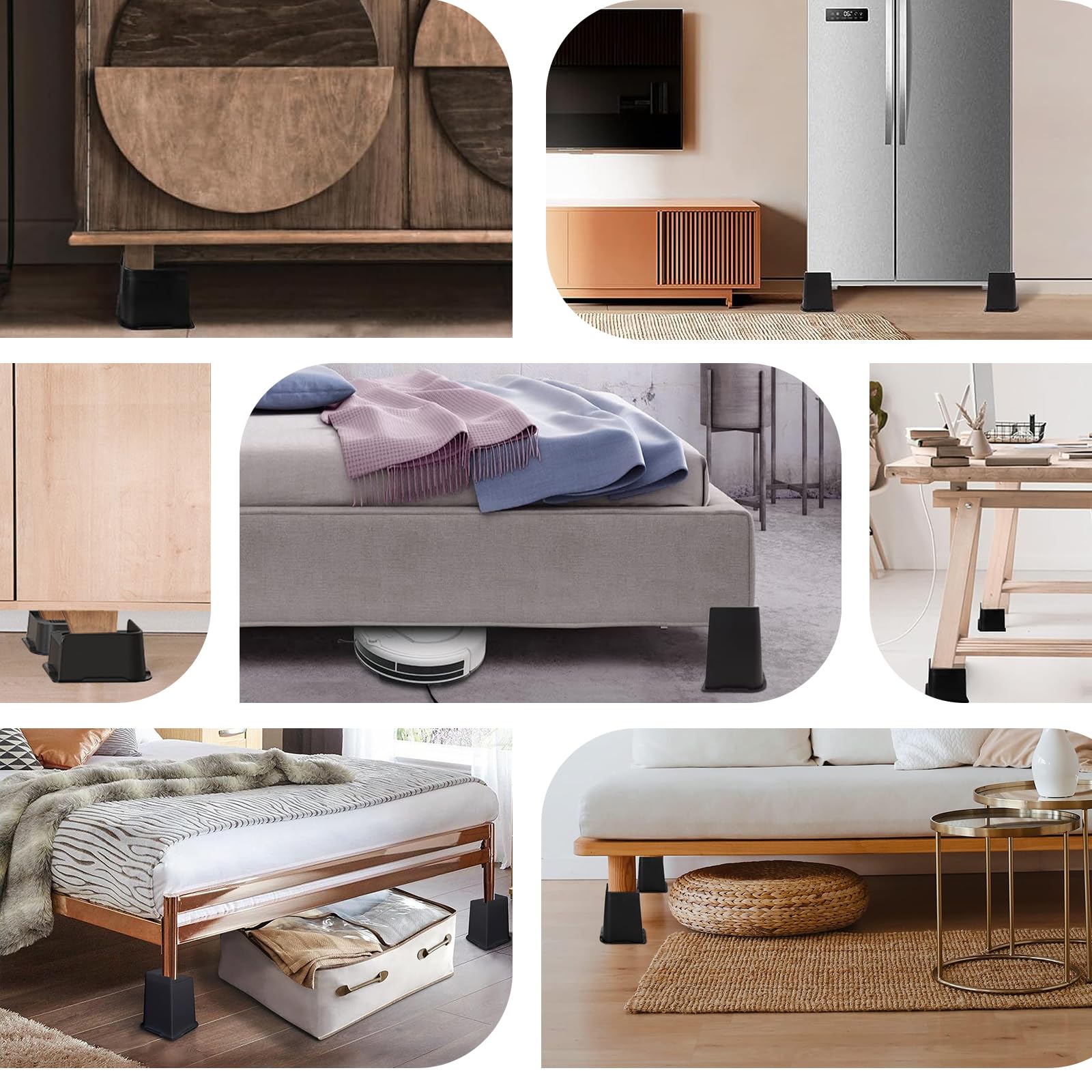 ANNKUT bed risers four-pack for powerful furniture lifting