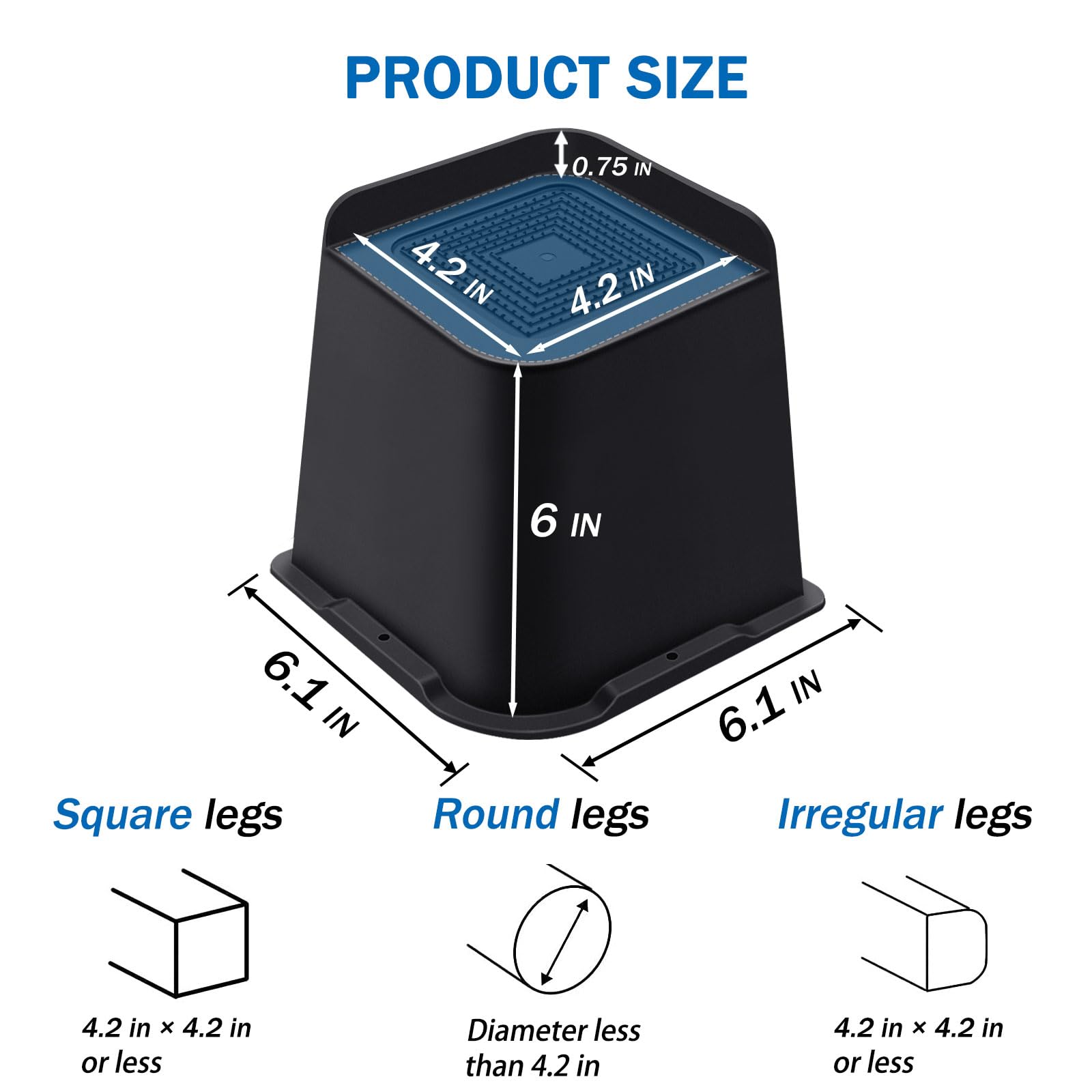 ANNKUT bed risers 6 inch trapezoidal design adds stability for heavy furniture