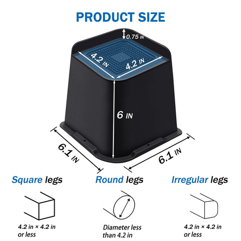 ANNKUT bed risers 6 inch trapezoidal design adds stability for heavy furniture