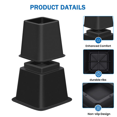 ANNKUT bed risers base shows sturdy footprint for stable support