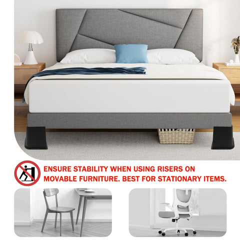 ANNKUT bed risers bottom TPU rubber protects floors and reduces noise