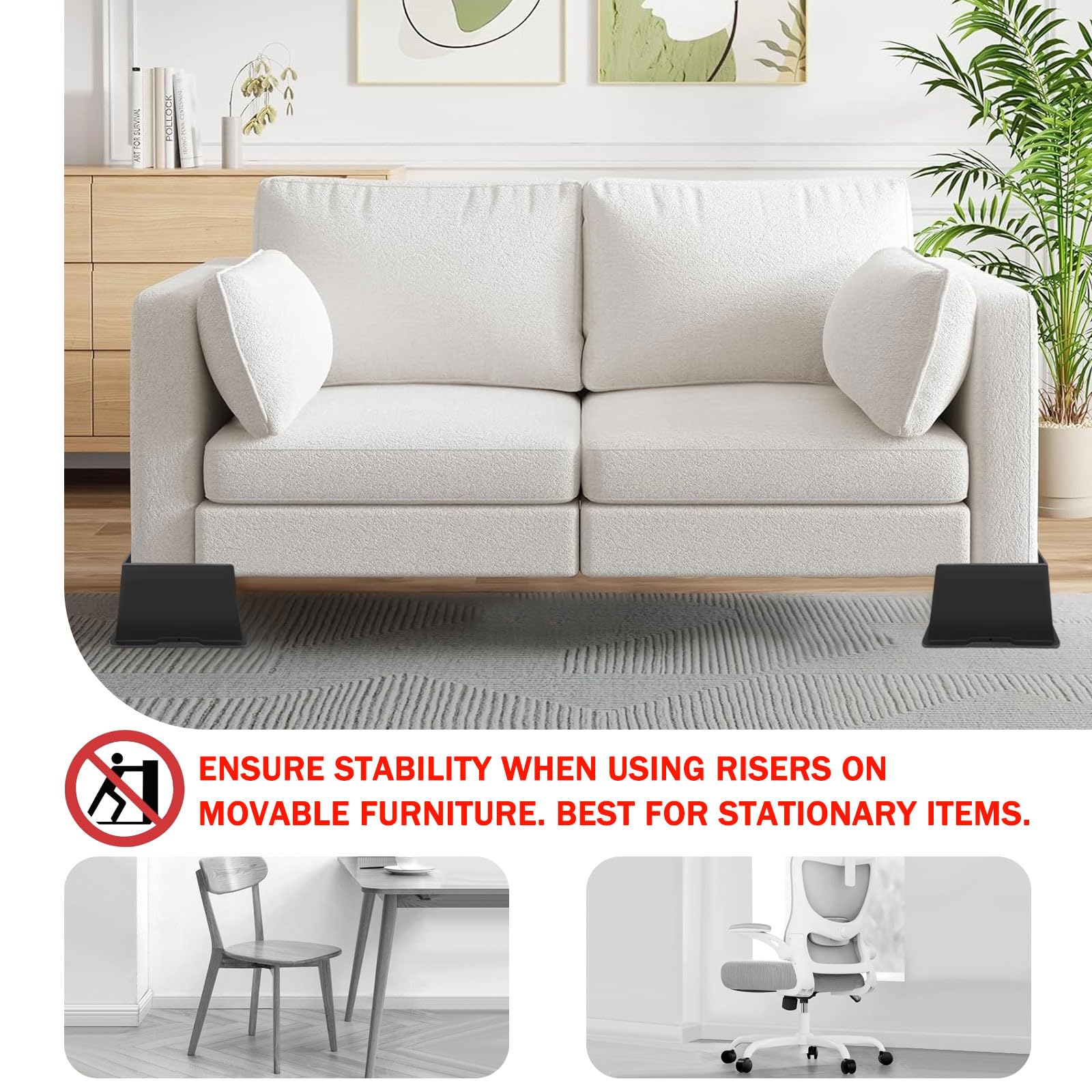 ANNKUT bed risers support up to 6000 lbs for heavy furniture