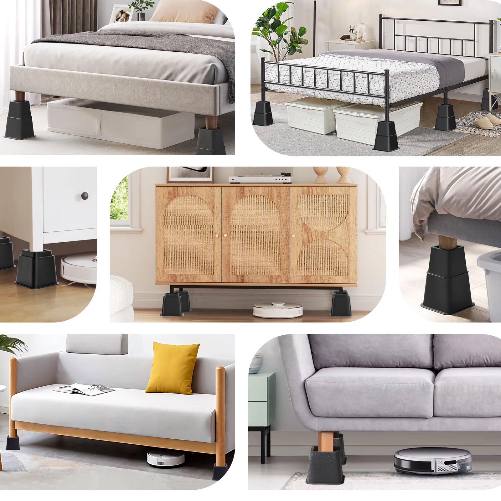ANNKUT bed risers support up to 1300 lbs for solid lifting