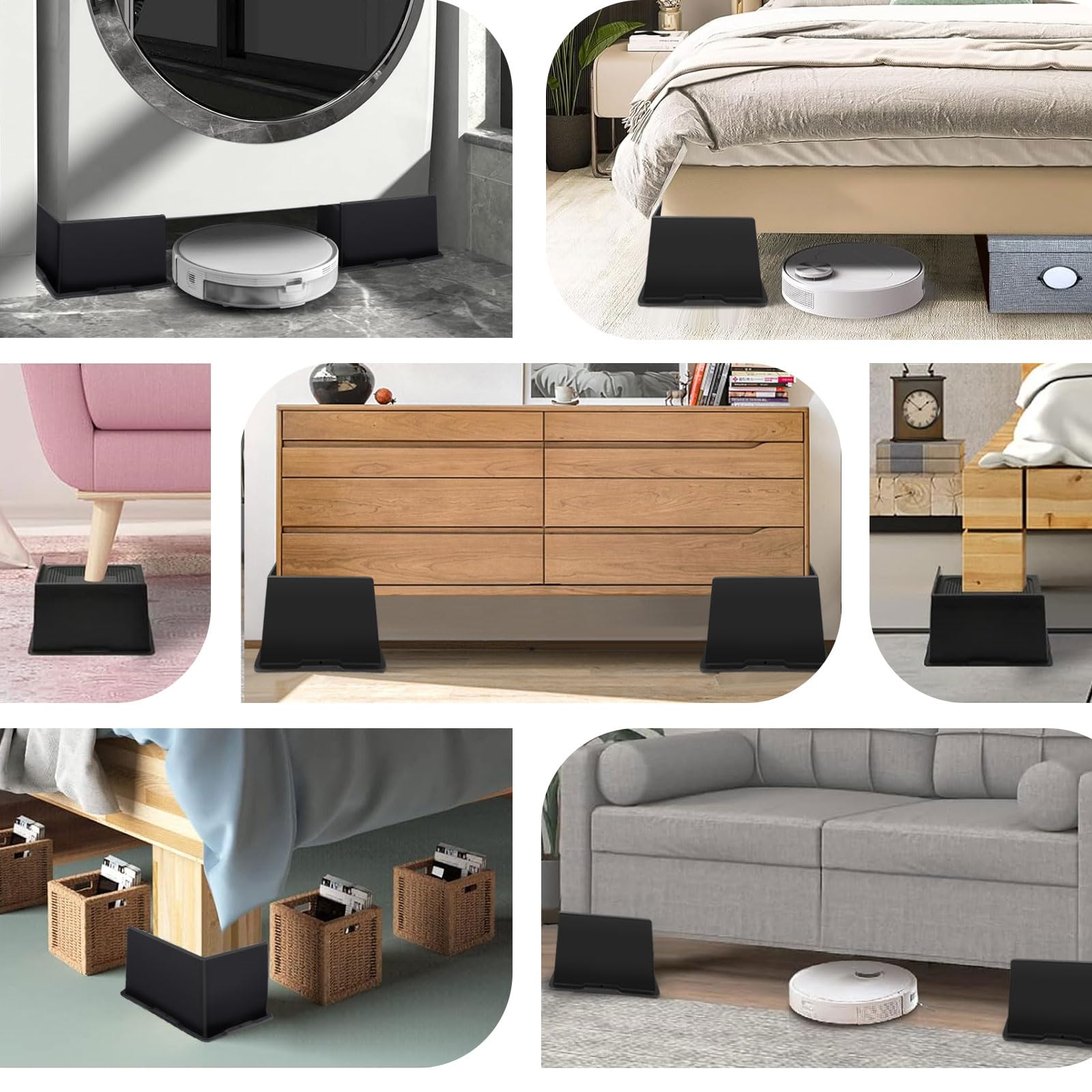 ANNKUT bed risers fit oversized furniture for easy height adjustment