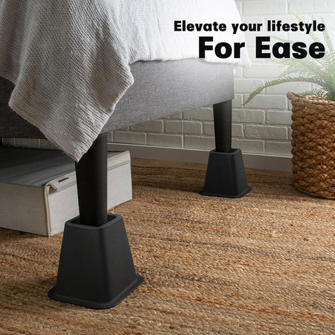 ANNKUT bed risers demonstrate a 5.1-inch lift for space and access.