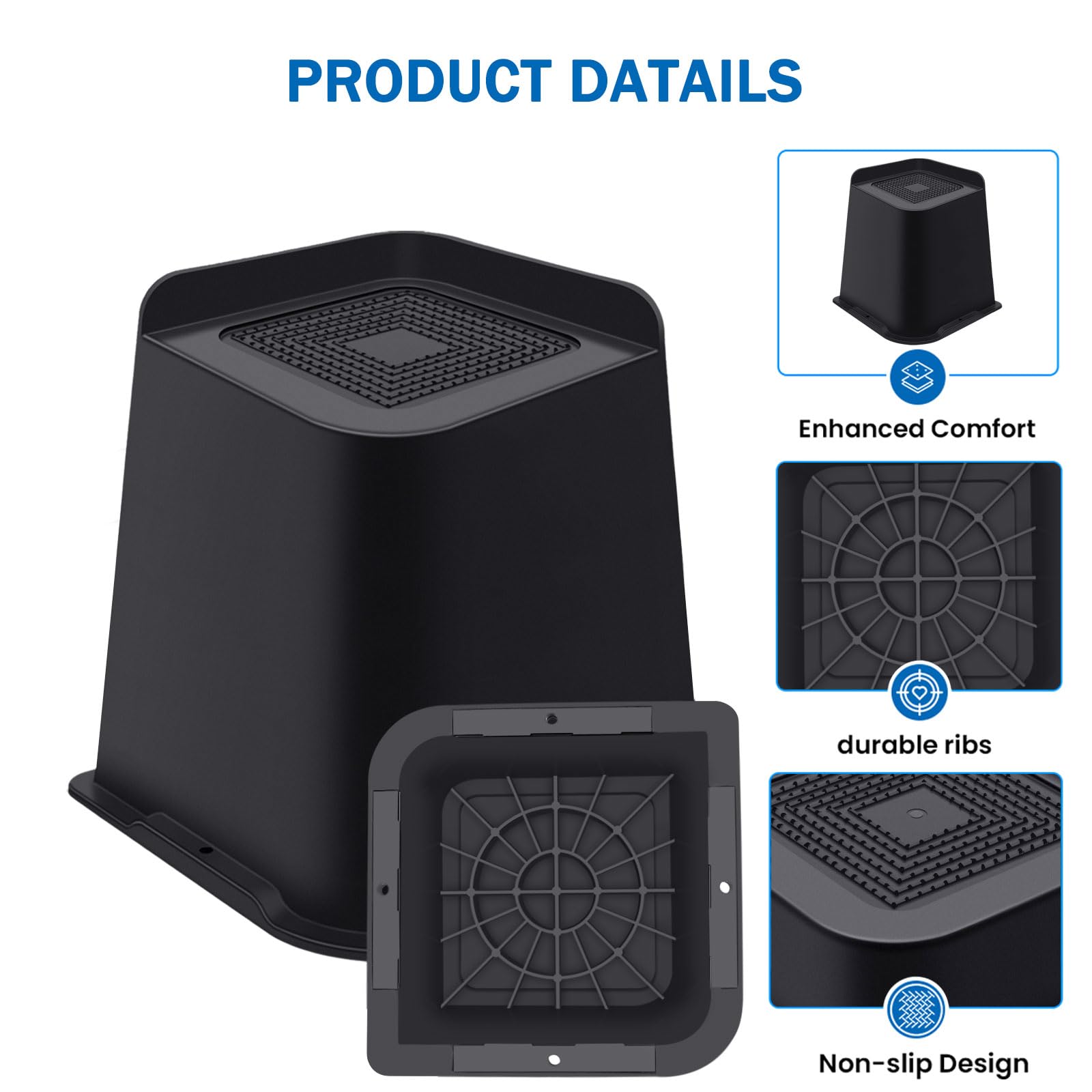 ANNKUT bed risers with non-slip top preventing sliding