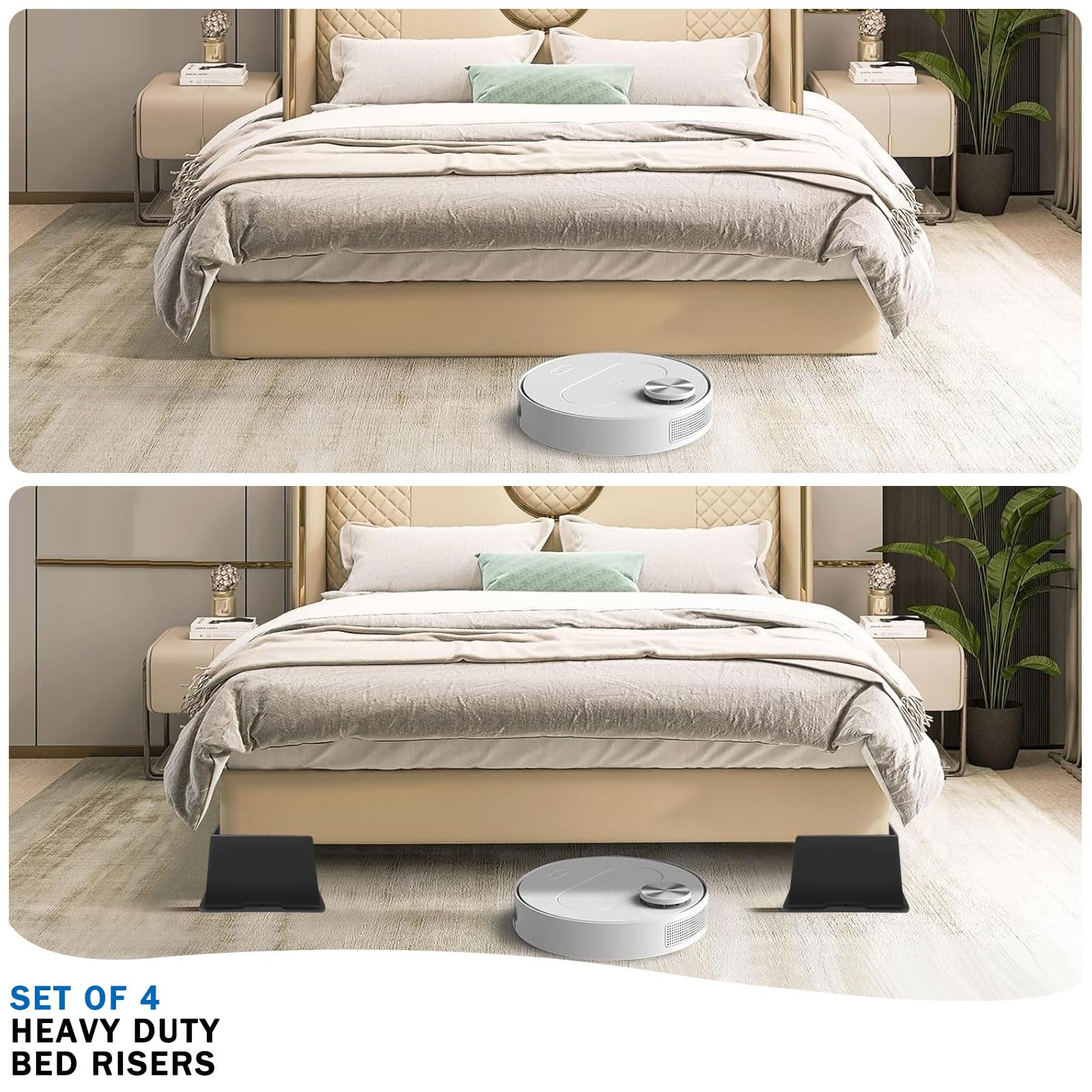 ANNKUT bed risers trapezoidal design enhances stability
