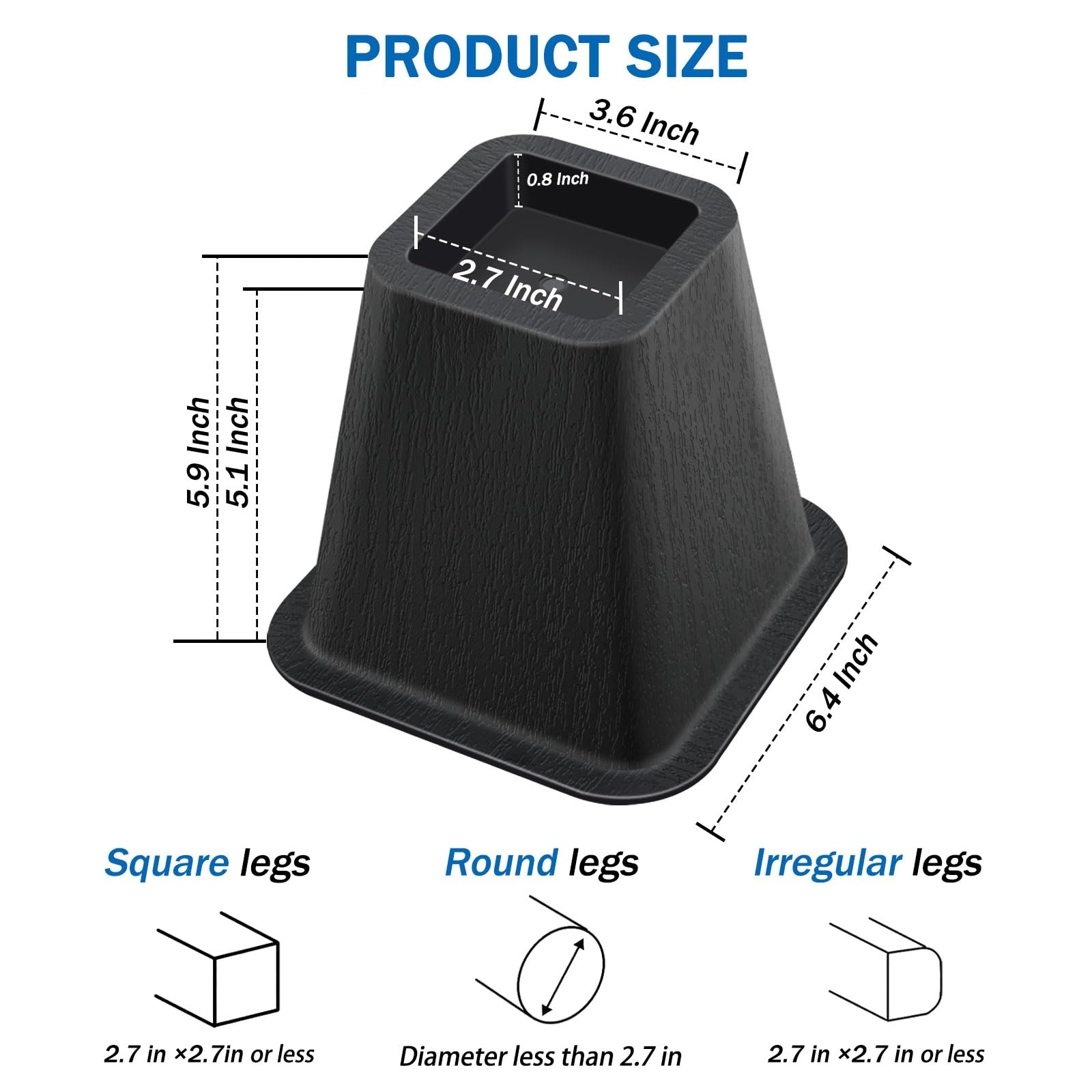 ANNKUT bed risers under the bed in use, promoting easy cleaning.