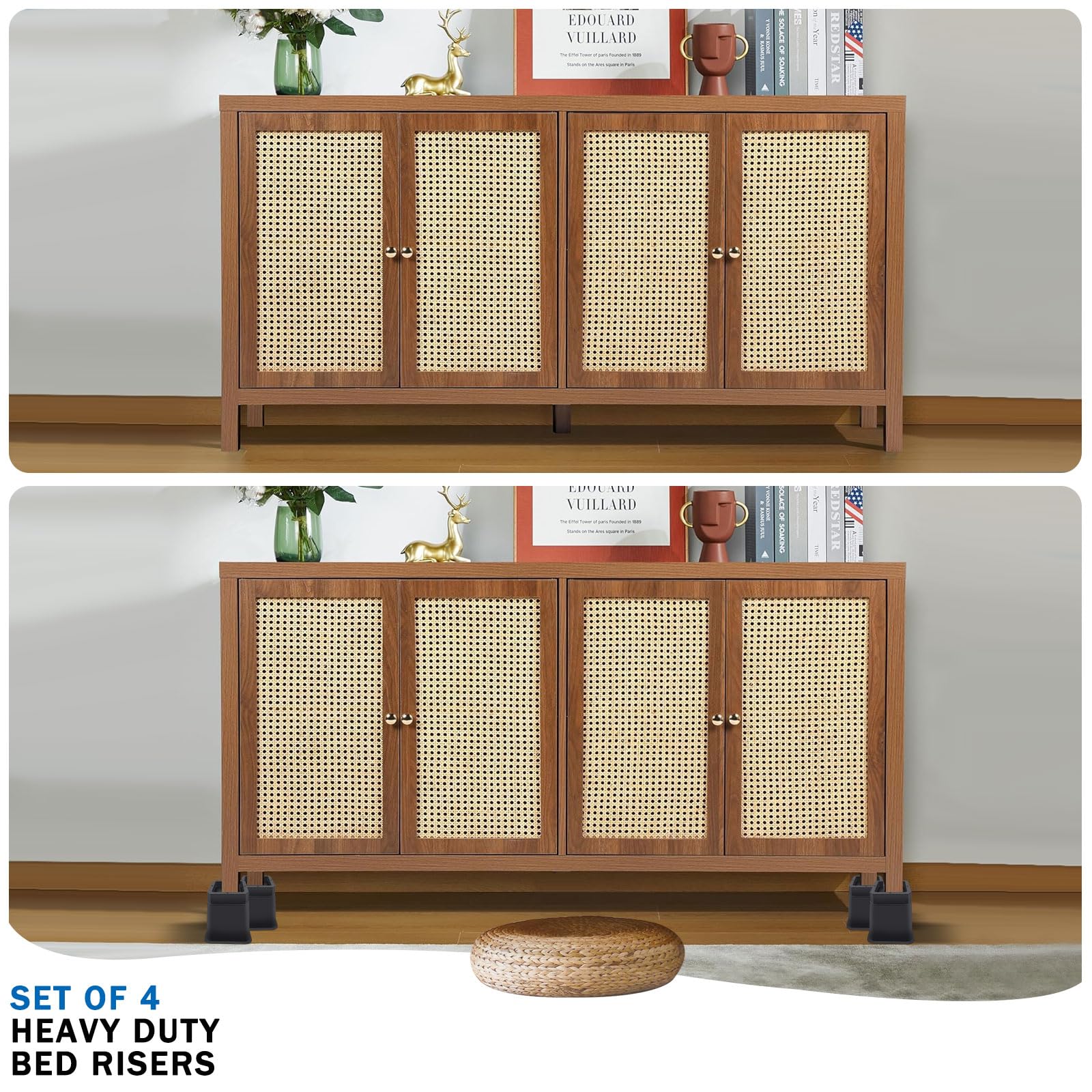 ANNKUT furniture risers fit legs up to 2.8 x 2.8 inches