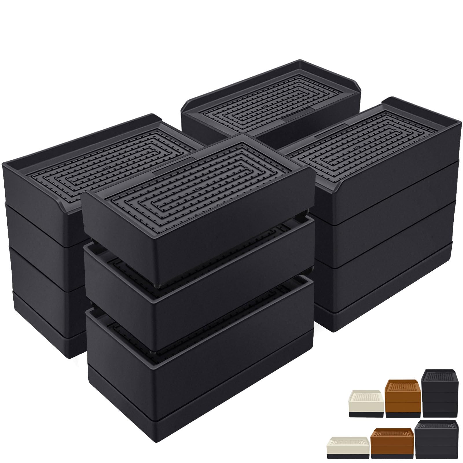 ANNKUT stackable furniture risers elevate furniture for easier cleaning and under-bed storage.