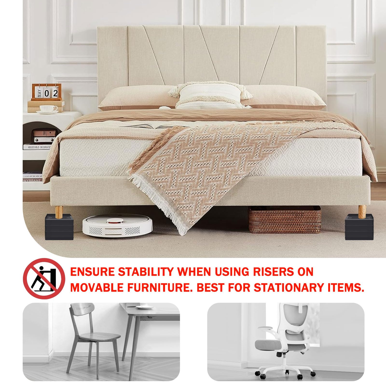 ANNKUT L-shape design fits varied furniture feet.
