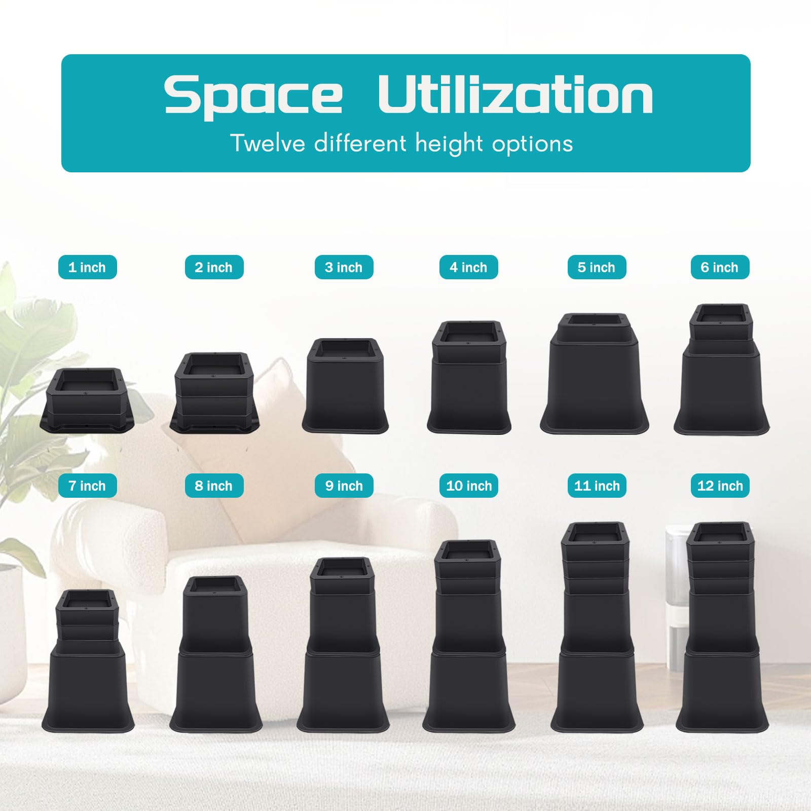 ANNKUT stackable risers show large 5-inch height versatility
