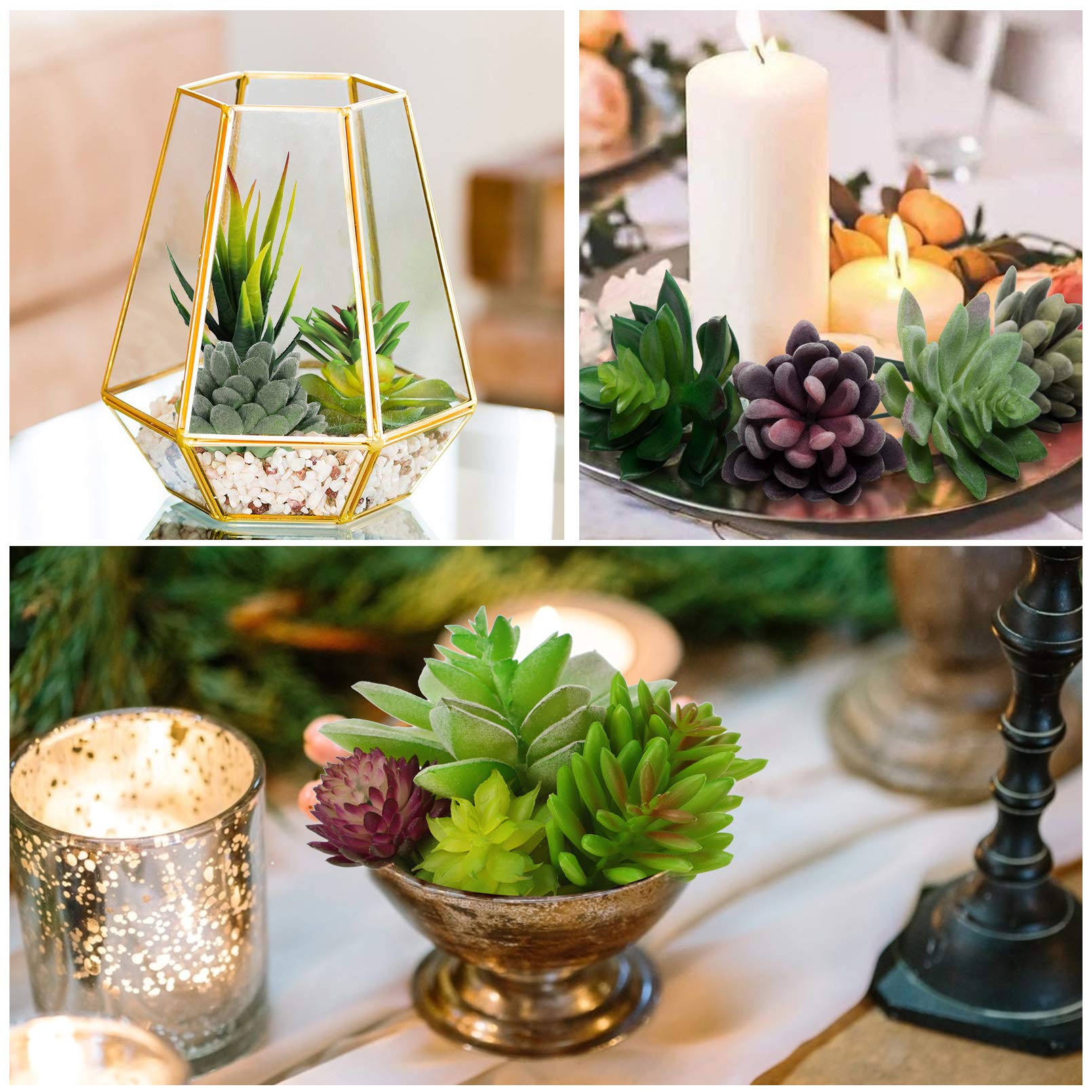 Anoak texture close-up of faux succulents highlighting realistic flocking and durability for craft decor.