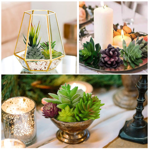 Anoak texture close-up of faux succulents highlighting realistic flocking and durability for craft decor.