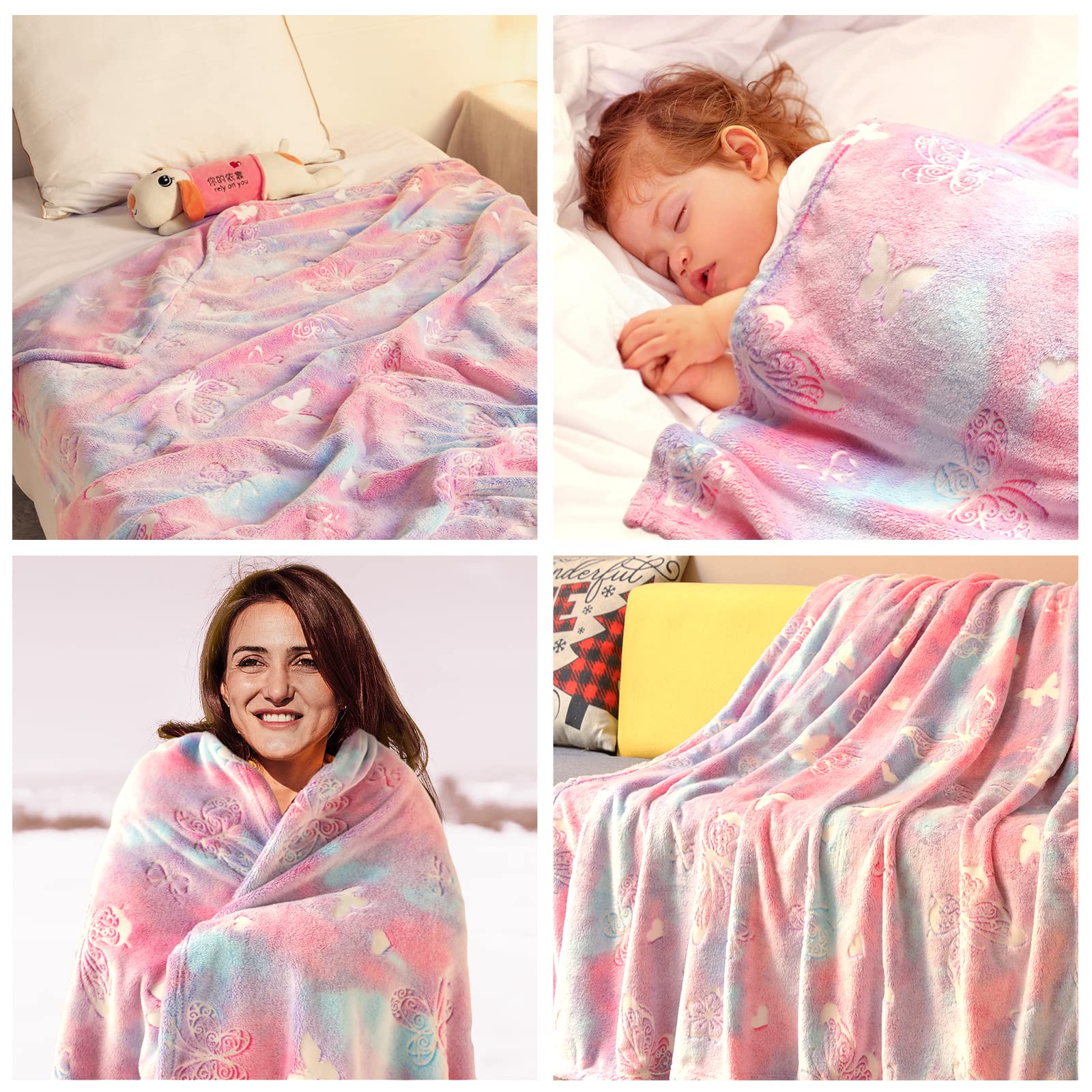 Anowpo butterfly blanket used for camping, travel, and cozy nights.