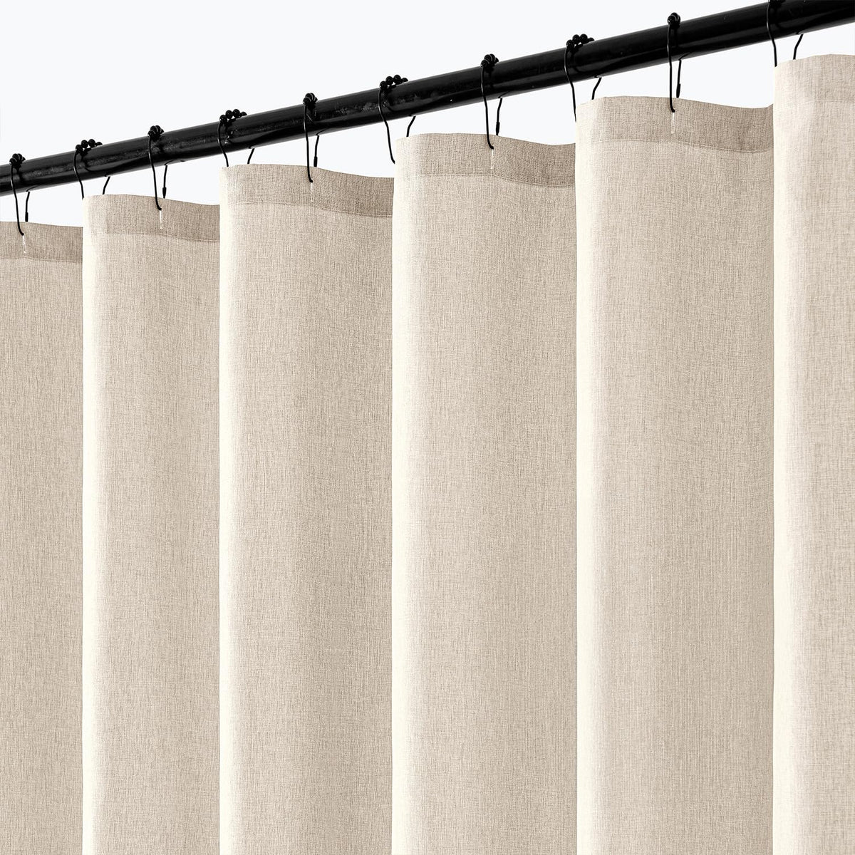 ANRODUO extra-long cream shower curtain providing privacy and style in the bathroom