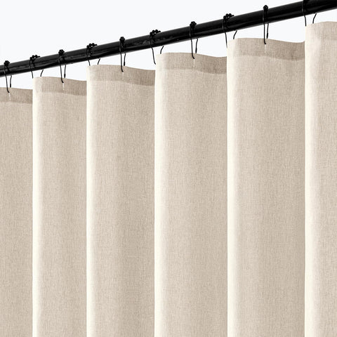 ANRODUO extra-long cream shower curtain providing privacy and style in the bathroom