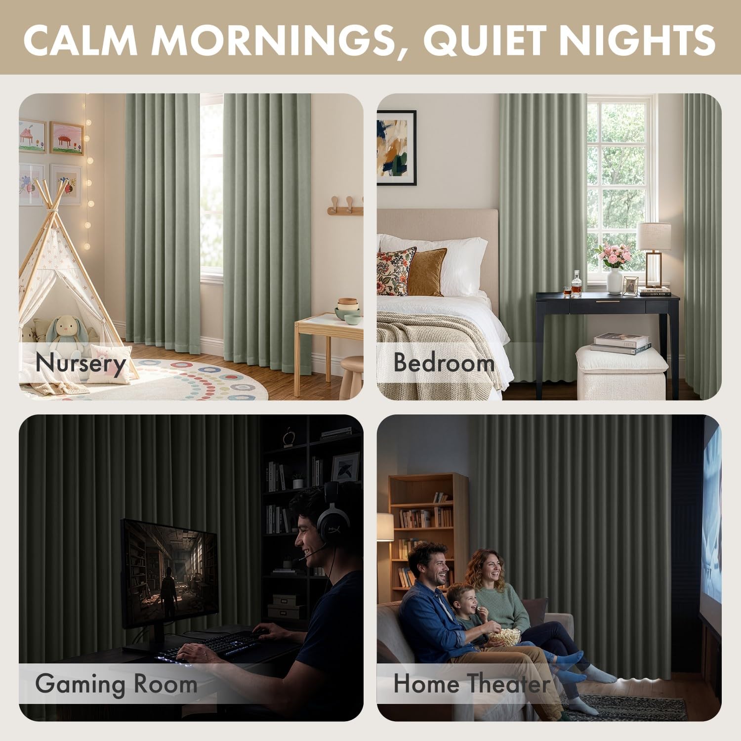 ANRODUO thermal insulated curtains providing additional room comfort.