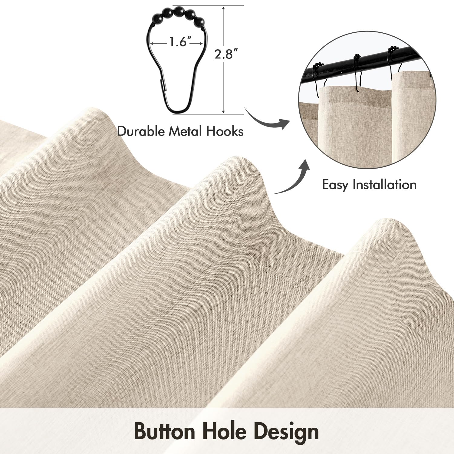 ANRODUO weighted-hem design keeps curtain flat during showers