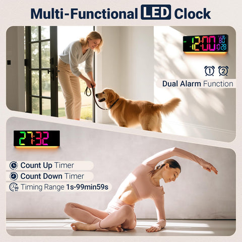 ANSOPER clock shows date and temperature for quick home reference.
