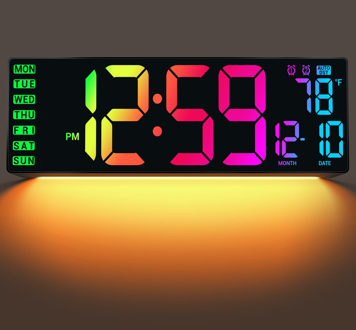 ANSOPER 16.5-inch wall clock front view with vibrant LED display for quick time checks.