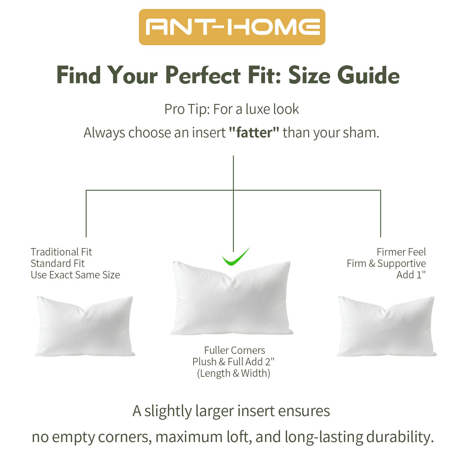 ANT-HOME pillow insert arrives vacuum-packaged for easy shipping and storage.