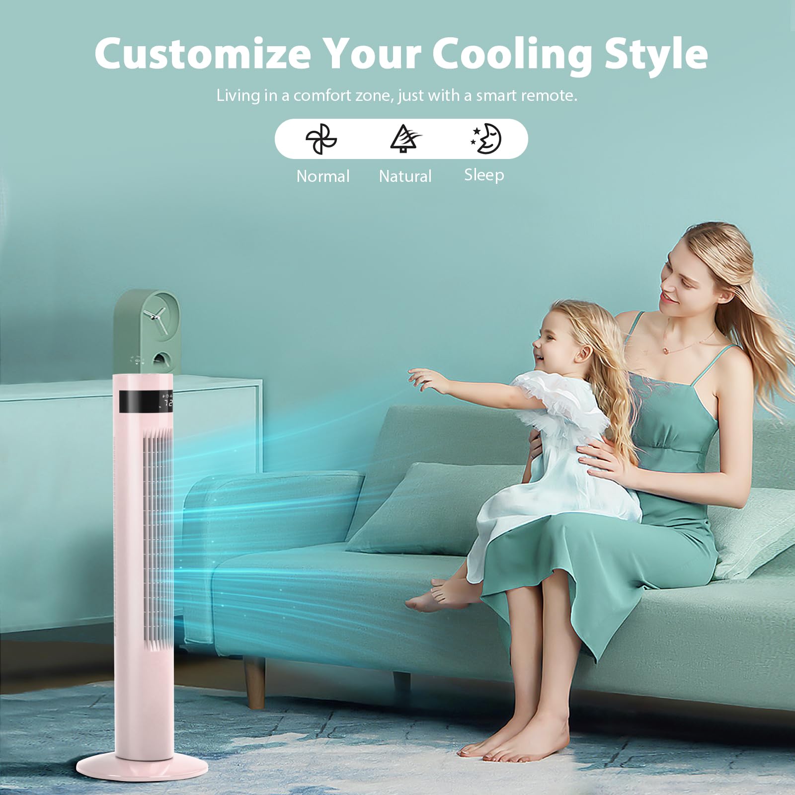 Antarctic Star tower fan remote control in use for convenient operation