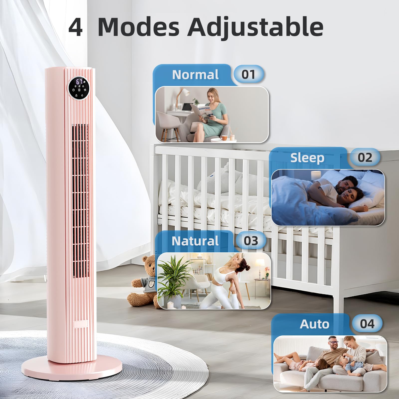 Antarctic Star tower fan with 3 speeds for customizable comfort settings.