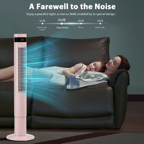 Antarctic Star 43-inch pink tower fan ready for calm room cooling.